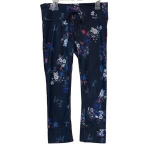 GapFit‎ Floral Leggings Womens Small Navy Cropped Athletic Yoga Pants